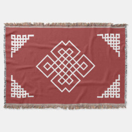 Cobertor Padrão Tradicional Mongol Vermelho e Branco