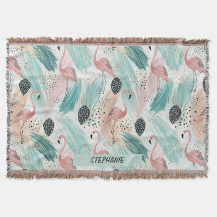 Cobertor Padrão Tropical Watercolor Flamingo