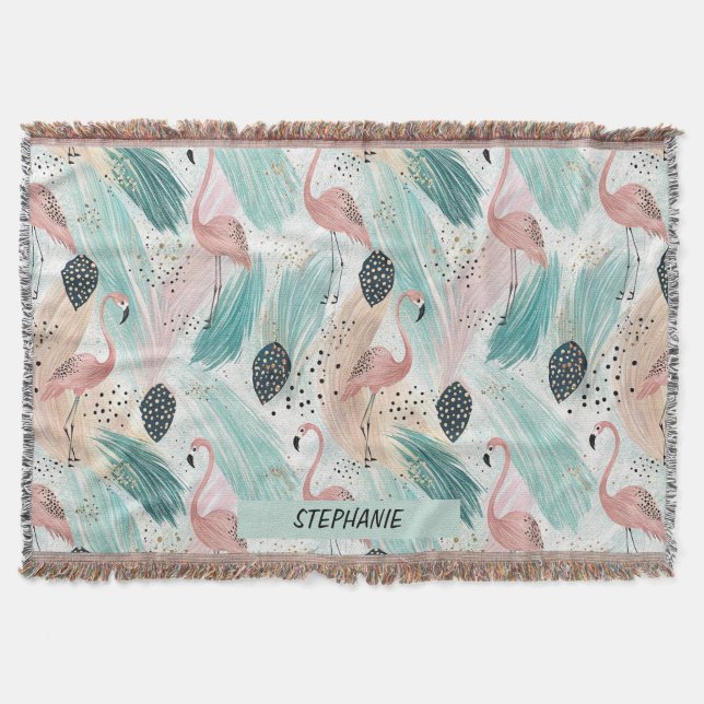 Cobertor Padrão Tropical Watercolor Flamingo (Frente)