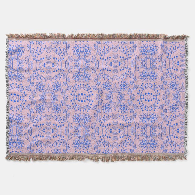 Cobertor Padrão vegetal A08.b boho. rosa BG (Frente)