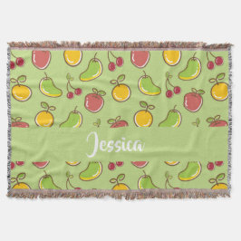 Cobertor Padrão verde de frutas de verão frescas