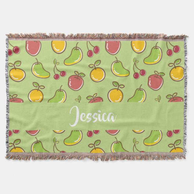Cobertor Padrão verde de frutas de verão frescas (Frente)
