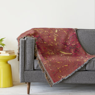 Cobertor Padrão vermelho e Dourado