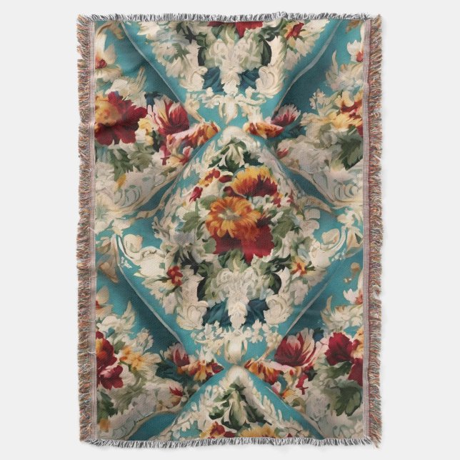 Cobertor Padrão Whimsical Italiano Floral Damask (Frente Vertical)