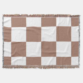 Cobertor Padrão Xadrez em Mousses Branco e Mocha