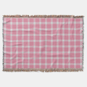 Cobertor Padrão Xadrez Rosa Bege e Branco
