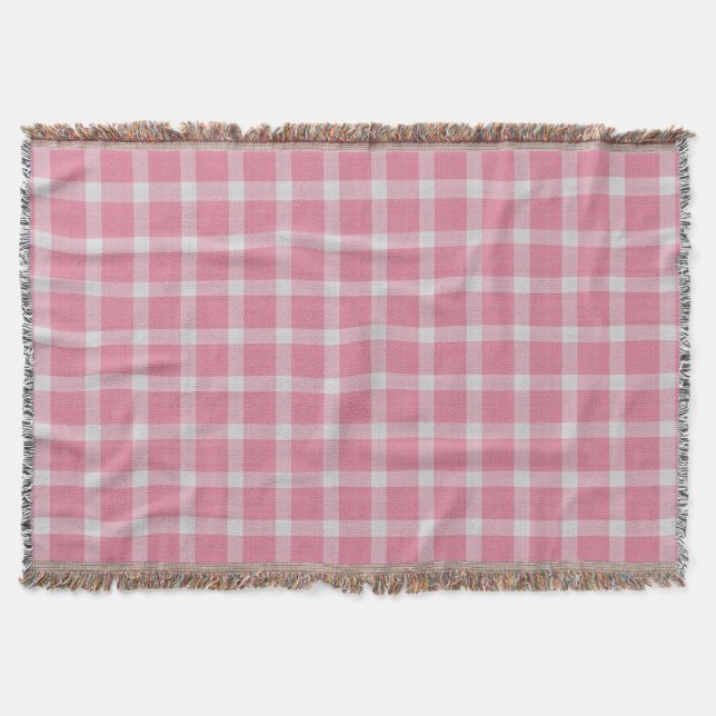 Cobertor Padrão Xadrez Rosa Bege e Branco (Frente)