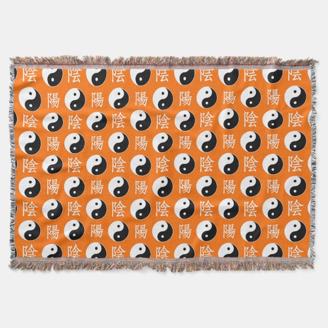 Cobertor Padrão Yin Yang Chinês Laranja (Frente)