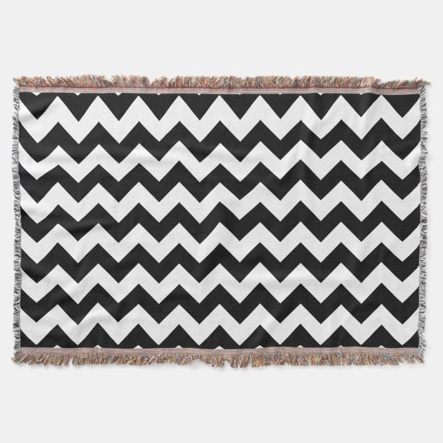 Cobertor Padrão Zigzag preto e branco, padrão Chevron (Frente)