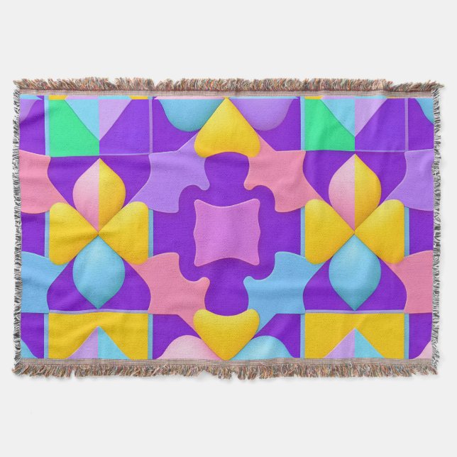 Cobertor Padrões Abstrato geométricos coloridos (Frente)