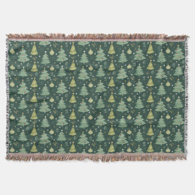Cobertor Padrões de árvores e ornamentos de Natal (Frente)