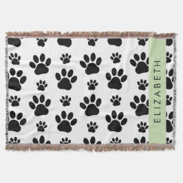 Cobertor Padrões de pata, patas de cão, preto e branco, seu