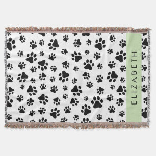 Cobertor Padrões de pata, patas de cão, preto e branco, seu