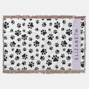 Cobertor Padrões de pata, patas de cão, preto e branco, seu