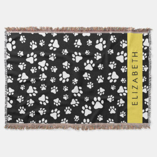 Cobertor Padrões de pata, patas de cão, preto e branco, seu