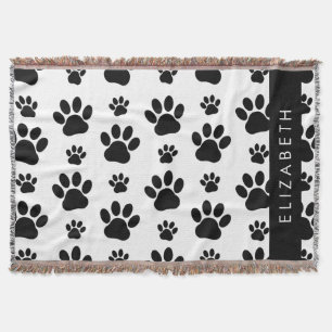 Cobertor Padrões de pata, patas de cão, preto e branco, seu