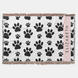 Cobertor Padrões de pata, patas de cão, preto e branco, seu