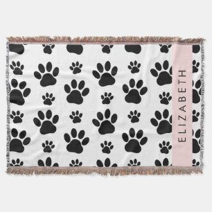 Cobertor Padrões de pata, patas de cão, preto e branco, seu