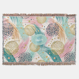 Cobertor Padrões de Traço e Ponto abstrato - Acentos Dourad