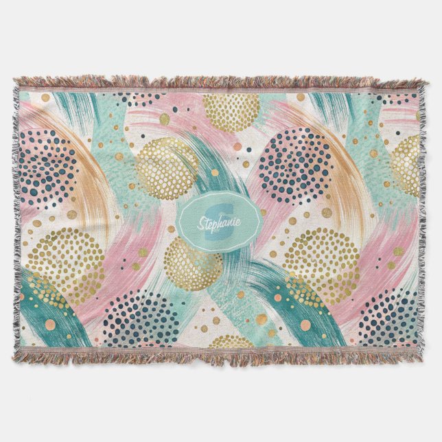 Cobertor Padrões de Traço e Ponto abstrato - Acentos Dourad (Frente)