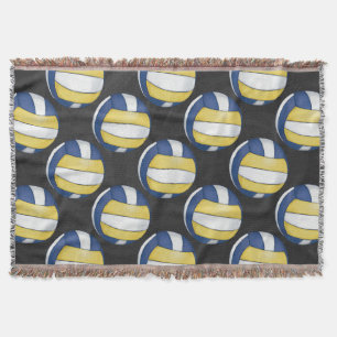 Cobertor Padrões de Voleibol Azul e Amarelo