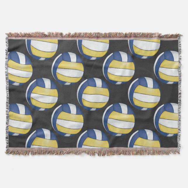 Cobertor Padrões de Voleibol Azul e Amarelo (Frente)