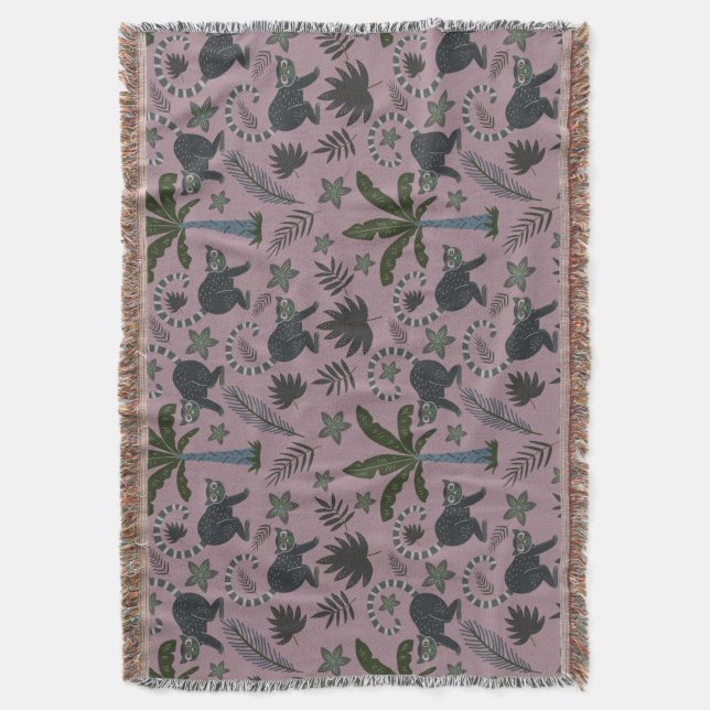 Cobertor Padrões sem costura Macacos tropicais saltando (Frente Vertical)