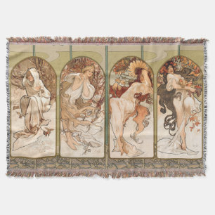 Cobertor Painel Art Nouveau Quatro Estações de Alphonse Muc