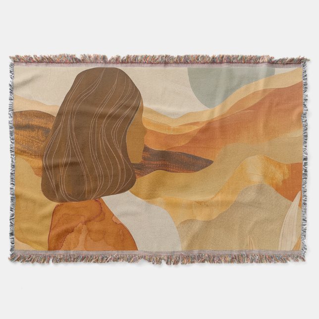 Cobertor Paisagem Boho Abstrato (17) (Frente)