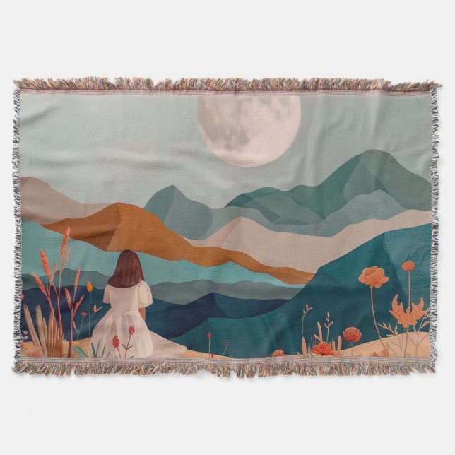 Cobertor Paisagem Boho Abstrato (21) (Frente)