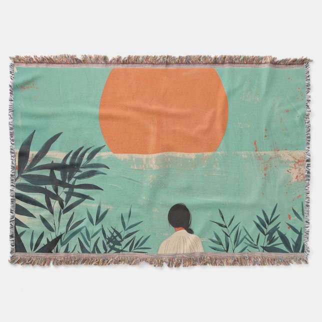 Cobertor Paisagem Boho Abstrato (22) (Frente)