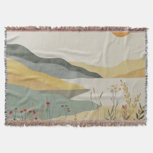 Cobertor Paisagem Boho Abstrato (25) (Frente)