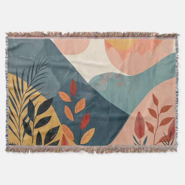 Cobertor Paisagem Boho Abstrato (8) (Frente)