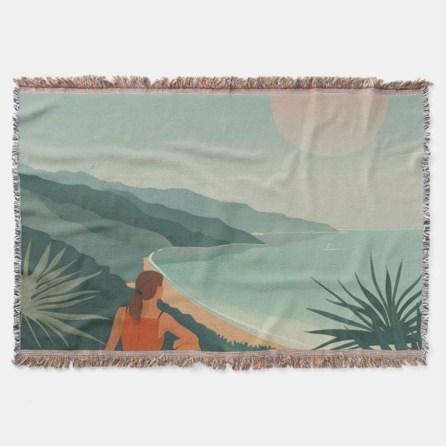 Cobertor Paisagem Boho Abstrato (9) (Frente)