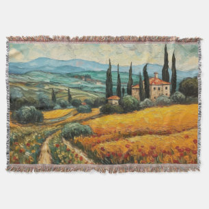 Cobertor Paisagem Campestre de Tuscano Dourado com Flores S