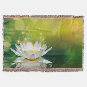 Cobertor Paisagem de Flor de Lotus Branco, Zen
