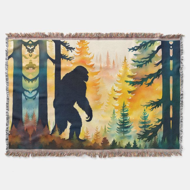 Cobertor Paisagem de outono Sasquatch Sunset (Frente)