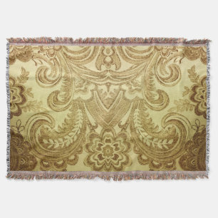 Cobertor Paisley Iraquiano Clássico Dourado Vintage