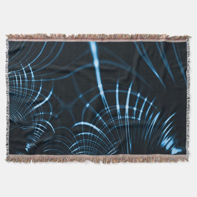 Cobertor Palhetas vivas curvas ou espinhos de azul real (Frente)