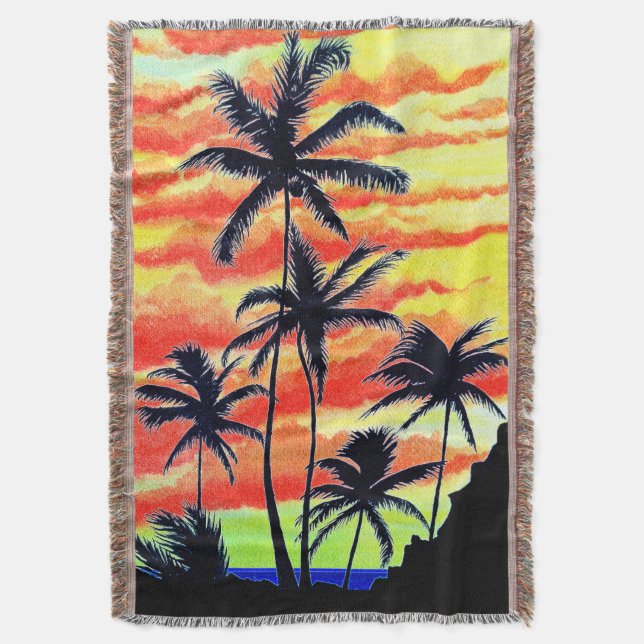 Cobertor Palmas de Coco Sunset Havaiano (Frente Vertical)