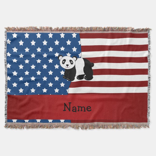 Cobertor Panda patriótica conhecida personalizada (Frente)