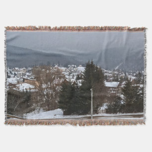 Cobertor Panorama da Aldeia de Inverno - Paisagem Rural Rom