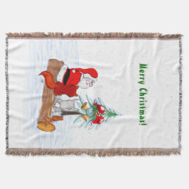 Cobertor Papai Noel com Raposa e Esquilo do Coelho