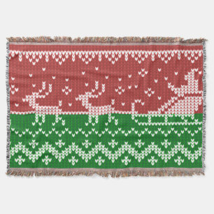Cobertor Papai Noel de suéter feio trenó e renas