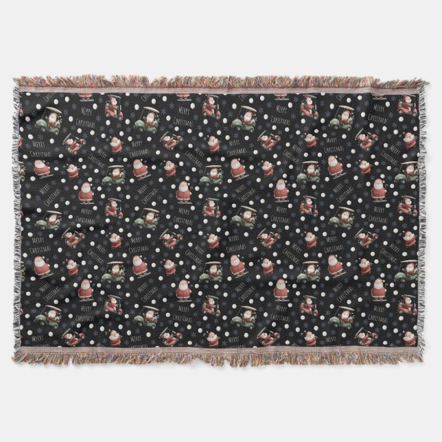 Cobertor Papais noeis de golfe em preto (Frente)