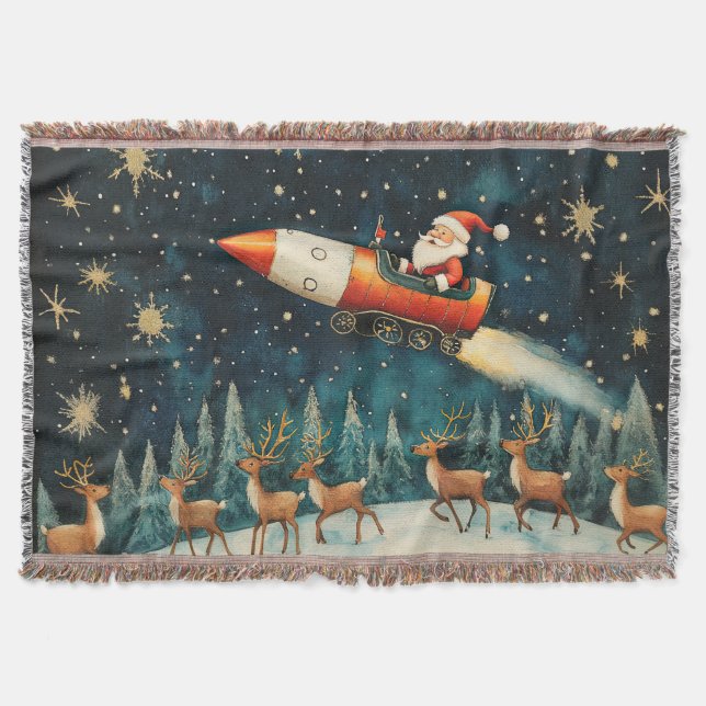 Cobertor Papais noeis Engraçados Retron Christmas Eve Throw (Frente)