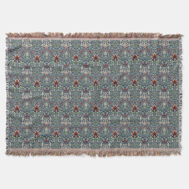 Cobertor Papel de parede floral Morris Navy Blue Snakeshead (Frente)