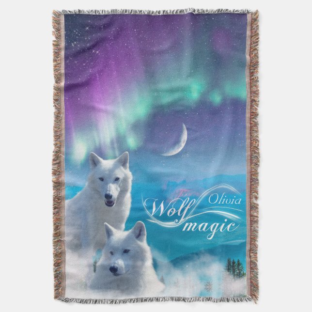 Cobertor Par de lobos brancos personalizados (Frente Vertical)