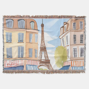 Cobertor Paris França Torre Eiffel   Aquarela Viagem
