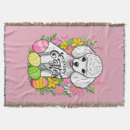 Cobertor Páscoa Poodle com flores